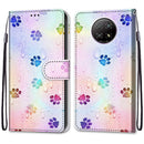 For Xiaomi Redmi Note 9T / Note 9 5G Coloured Drawing Cross Texture Horizontal Flip PU Leather Case with Holder & Card Slots & Wallet & Lanyard(Footprint Water Drops)