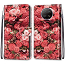 For Xiaomi Redmi Note 9T / Note 9 5G Coloured Drawing Cross Texture Horizontal Flip PU Leather Case with Holder & Card Slots & Wallet & Lanyard(Pink Rose Garden)