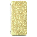 For Samsung Galaxy S21 5G Blooming Mandala Embossed Pattern Magnetic Horizontal Flip Leather Case with Holder & Card Slots & Wallet(Yellow)