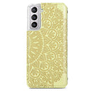 For Samsung Galaxy S21 5G Blooming Mandala Embossed Pattern Magnetic Horizontal Flip Leather Case with Holder & Card Slots & Wallet(Yellow)