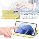 For Samsung Galaxy S21 5G Blooming Mandala Embossed Pattern Magnetic Horizontal Flip Leather Case with Holder & Card Slots & Wallet(Yellow)