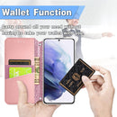 For Samsung Galaxy S21 5G Blooming Mandala Embossed Pattern Magnetic Horizontal Flip Leather Case with Holder & Card Slots & Wallet(Pink)
