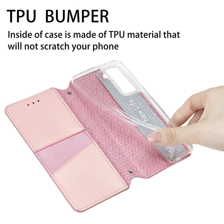For Samsung Galaxy S21 5G Blooming Mandala Embossed Pattern Magnetic Horizontal Flip Leather Case with Holder & Card Slots & Wallet(Pink)