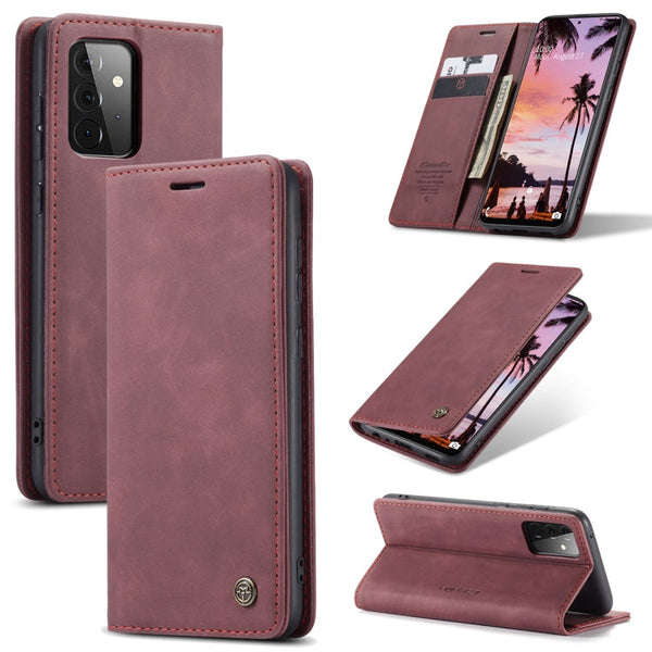 For Samsung Galaxy A72 5G / 4G CaseMe 013 Multifunctional Horizontal Flip Leather Case with Holder & Card Slot & Wallet(Wine Red)