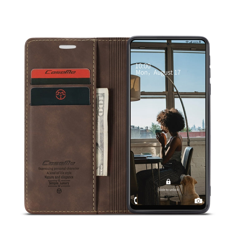 For Samsung Galaxy A72 5G / 4G CaseMe 013 Multifunctional Horizontal Flip Leather Case with Holder & Card Slot & Wallet(Coffee)