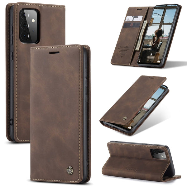 For Samsung Galaxy A72 5G / 4G CaseMe 013 Multifunctional Horizontal Flip Leather Case with Holder & Card Slot & Wallet(Coffee)