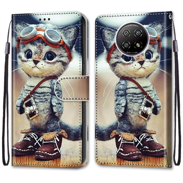 For Xiaomi Redmi Note 9 5G / Note 9T Coloured Drawing Cross Texture Horizontal Flip PU Leather Case with Holder & Card Slots & Wallet & Lanyard(Leather Shoes Cat)