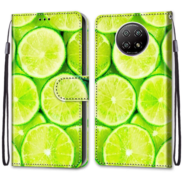 For Xiaomi Redmi Note 9 5G / Note 9T Coloured Drawing Cross Texture Horizontal Flip PU Leather Case with Holder & Card Slots & Wallet & Lanyard(Green Lemon)