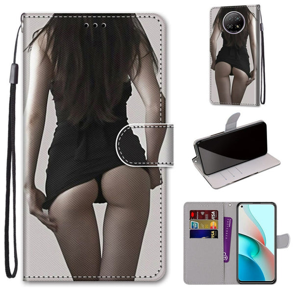 For Xiaomi Redmi Note 9 5G / Note 9T Coloured Drawing Cross Texture Horizontal Flip PU Leather Case with Holder & Card Slots & Wallet & Lanyard(Upskirt)