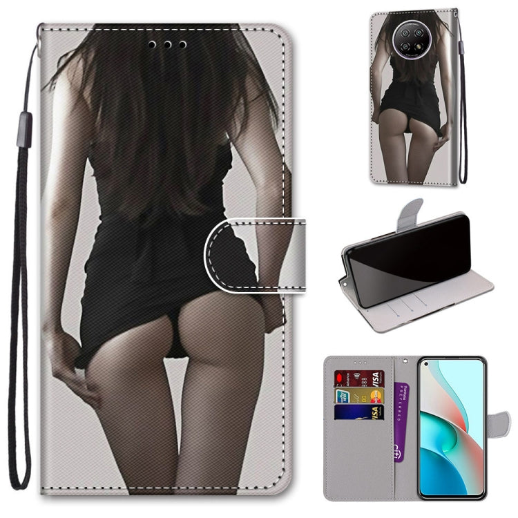 For Xiaomi Redmi Note 9 5G / Note 9T Coloured Drawing Cross Texture Horizontal Flip PU Leather Case with Holder & Card Slots & Wallet & Lanyard(Upskirt)