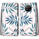 For Xiaomi Redmi Note 9 5G / Note 9T Coloured Drawing Cross Texture Horizontal Flip PU Leather Case with Holder & Card Slots & Wallet & Lanyard(Pink Green Leaf)
