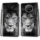 For Xiaomi Redmi Note 9 5G / Note 9T Coloured Drawing Cross Texture Horizontal Flip PU Leather Case with Holder & Card Slots & Wallet & Lanyard(Black White Lion Head)