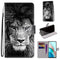 For Xiaomi Redmi Note 9 5G / Note 9T Coloured Drawing Cross Texture Horizontal Flip PU Leather Case with Holder & Card Slots & Wallet & Lanyard(Black White Lion Head)