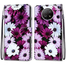 For Xiaomi Redmi Note 9 5G / Note 9T Coloured Drawing Cross Texture Horizontal Flip PU Leather Case with Holder & Card Slots & Wallet & Lanyard(Chrysanthemum Pink White Purple)