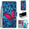 For Xiaomi Redmi Note 9 5G / Note 9T Coloured Drawing Cross Texture Horizontal Flip PU Leather Case with Holder & Card Slots & Wallet & Lanyard(Blue Red Butterfly)