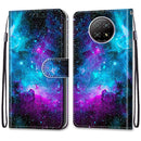 For Xiaomi Redmi Note 9 5G / Note 9T Coloured Drawing Cross Texture Horizontal Flip PU Leather Case with Holder & Card Slots & Wallet & Lanyard(Purple Green Starry Sky)
