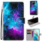 For Xiaomi Redmi Note 9 5G / Note 9T Coloured Drawing Cross Texture Horizontal Flip PU Leather Case with Holder & Card Slots & Wallet & Lanyard(Purple Green Starry Sky)
