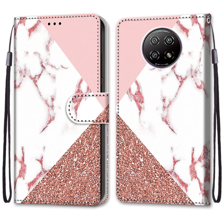 For Xiaomi Redmi Note 9 5G / Note 9T Coloured Drawing Cross Texture Horizontal Flip PU Leather Case with Holder & Card Slots & Wallet & Lanyard(Pink Stone Texture)