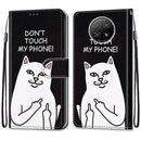 For Xiaomi Redmi Note 9 5G / Note 9T Coloured Drawing Cross Texture Horizontal Flip PU Leather Case with Holder & Card Slots & Wallet & Lanyard(Middle Finger White Cat)