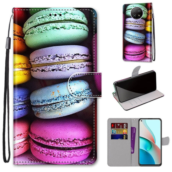 For Xiaomi Redmi Note 9 5G / Note 9T Coloured Drawing Cross Texture Horizontal Flip PU Leather Case with Holder & Card Slots & Wallet & Lanyard(Colorful Cakes)