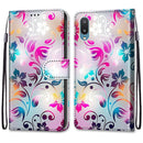 For Samsung Galaxy A02 / M02 Coloured Drawing Cross Texture Horizontal Flip PU Leather Case with Holder & Card Slots & Wallet & Lanyard(Gradient Colorful Flower)