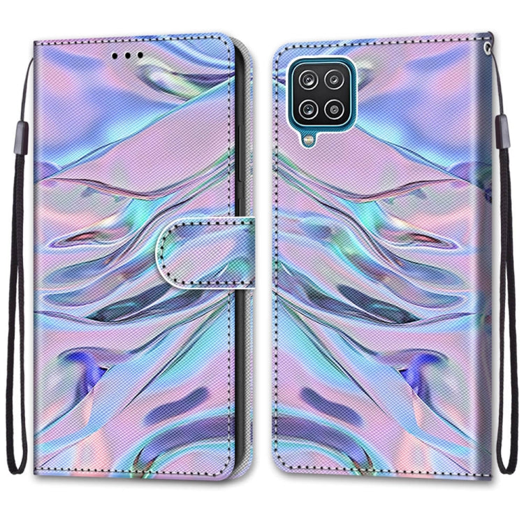 For Samsung Galaxy A12 / M12 Coloured Drawing Cross Texture Horizontal Flip PU Leather Case with Holder & Card Slots & Wallet & Lanyard(Fluorescent Water Texture)
