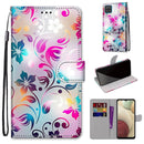 For Samsung Galaxy A12 / M12 Coloured Drawing Cross Texture Horizontal Flip PU Leather Case with Holder & Card Slots & Wallet & Lanyard(Gradient Colorful Flower)