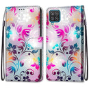 For Samsung Galaxy A12 / M12 Coloured Drawing Cross Texture Horizontal Flip PU Leather Case with Holder & Card Slots & Wallet & Lanyard(Gradient Colorful Flower)