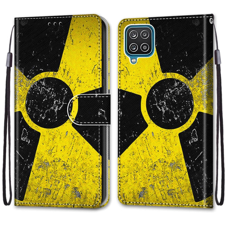 For Samsung Galaxy A12 / M12 Coloured Drawing Cross Texture Horizontal Flip PU Leather Case with Holder & Card Slots & Wallet & Lanyard(Yellow Black Logo)