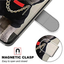 For Samsung Galaxy A12 / M12 Coloured Drawing Cross Texture Horizontal Flip PU Leather Case with Holder & Card Slots & Wallet & Lanyard(Golden Chain Grey Cat)