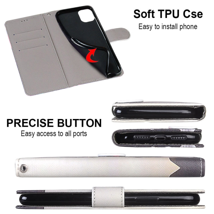 For Samsung Galaxy A12 / M12 Coloured Drawing Cross Texture Horizontal Flip PU Leather Case with Holder & Card Slots & Wallet & Lanyard(Golden Chain Grey Cat)