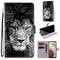 For Samsung Galaxy A12 / M12 Coloured Drawing Cross Texture Horizontal Flip PU Leather Case with Holder & Card Slots & Wallet & Lanyard(Black White Lion Head)