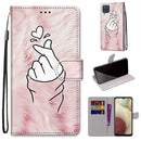 For Samsung Galaxy A12 / M12 Coloured Drawing Cross Texture Horizontal Flip PU Leather Case with Holder & Card Slots & Wallet & Lanyard(Pink Hands Heart)