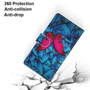For Samsung Galaxy A12 / M12 Coloured Drawing Cross Texture Horizontal Flip PU Leather Case with Holder & Card Slots & Wallet & Lanyard(Blue Red Butterfly)