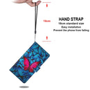 For Samsung Galaxy A12 / M12 Coloured Drawing Cross Texture Horizontal Flip PU Leather Case with Holder & Card Slots & Wallet & Lanyard(Blue Red Butterfly)