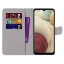 For Samsung Galaxy A12 / M12 Coloured Drawing Cross Texture Horizontal Flip PU Leather Case with Holder & Card Slots & Wallet & Lanyard(Purple Green Starry Sky)