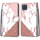 For Samsung Galaxy A12 / M12 Coloured Drawing Cross Texture Horizontal Flip PU Leather Case with Holder & Card Slots & Wallet & Lanyard(Pink Stone Texture)