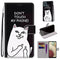 For Samsung Galaxy A12 / M12 Coloured Drawing Cross Texture Horizontal Flip PU Leather Case with Holder & Card Slots & Wallet & Lanyard(Middle Finger White Cat)