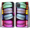 For Samsung Galaxy A12 / M12 Coloured Drawing Cross Texture Horizontal Flip PU Leather Case with Holder & Card Slots & Wallet & Lanyard(Colorful Cakes)