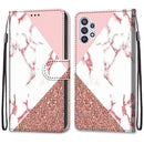 For Samsung Galaxy A32 5G Coloured Drawing Cross Texture Horizontal Flip PU Leather Case with Holder & Card Slots & Wallet & Lanyard(Pink Stone Texture)