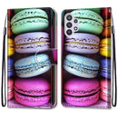 For Samsung Galaxy A32 5G Coloured Drawing Cross Texture Horizontal Flip PU Leather Case with Holder & Card Slots & Wallet & Lanyard(Colorful Cakes)