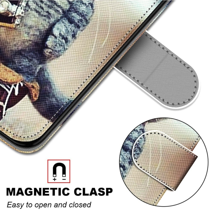 For Samsung Galaxy A52 5G Coloured Drawing Cross Texture Horizontal Flip PU Leather Case with Holder & Card Slots & Wallet & Lanyard(Leather Shoes Cat)