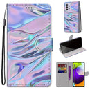 For Samsung Galaxy A52 5G Coloured Drawing Cross Texture Horizontal Flip PU Leather Case with Holder & Card Slots & Wallet & Lanyard(Fluorescent Water Texture)