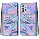 For Samsung Galaxy A52 5G Coloured Drawing Cross Texture Horizontal Flip PU Leather Case with Holder & Card Slots & Wallet & Lanyard(Fluorescent Water Texture)