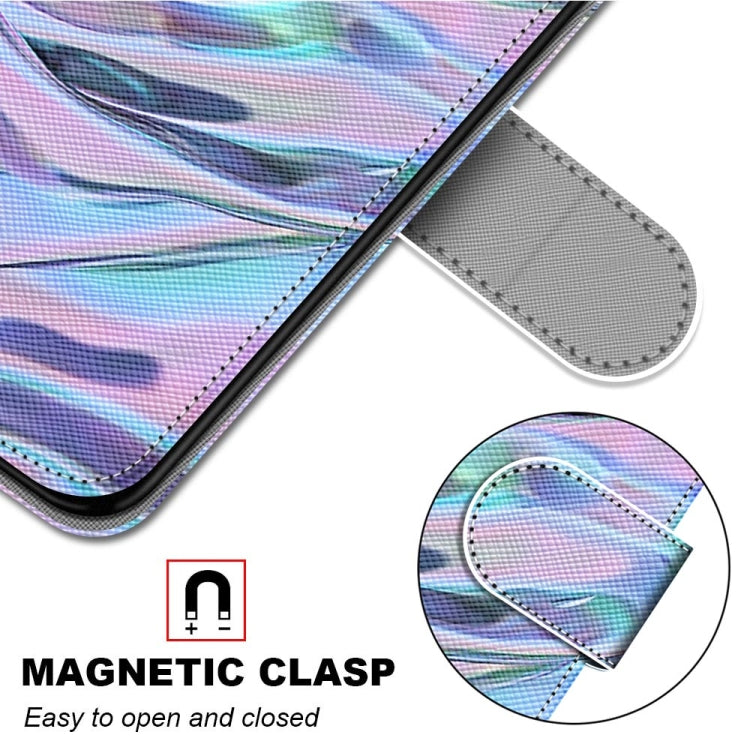 For Samsung Galaxy A52 5G Coloured Drawing Cross Texture Horizontal Flip PU Leather Case with Holder & Card Slots & Wallet & Lanyard(Fluorescent Water Texture)