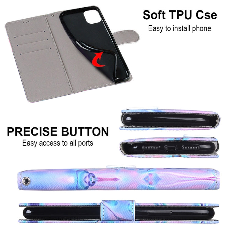 For Samsung Galaxy A52 5G Coloured Drawing Cross Texture Horizontal Flip PU Leather Case with Holder & Card Slots & Wallet & Lanyard(Fluorescent Water Texture)