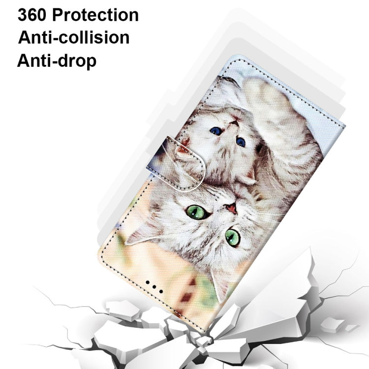 For Samsung Galaxy A52 5G Coloured Drawing Cross Texture Horizontal Flip PU Leather Case with Holder & Card Slots & Wallet & Lanyard(Big Cat Holding Kitten)