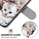 For Samsung Galaxy A52 5G Coloured Drawing Cross Texture Horizontal Flip PU Leather Case with Holder & Card Slots & Wallet & Lanyard(Big Cat Holding Kitten)