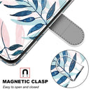 For Samsung Galaxy A52 5G Coloured Drawing Cross Texture Horizontal Flip PU Leather Case with Holder & Card Slots & Wallet & Lanyard(Pink Green Leaf)