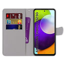 For Samsung Galaxy A52 5G Coloured Drawing Cross Texture Horizontal Flip PU Leather Case with Holder & Card Slots & Wallet & Lanyard(Gradient Colorful Flower)